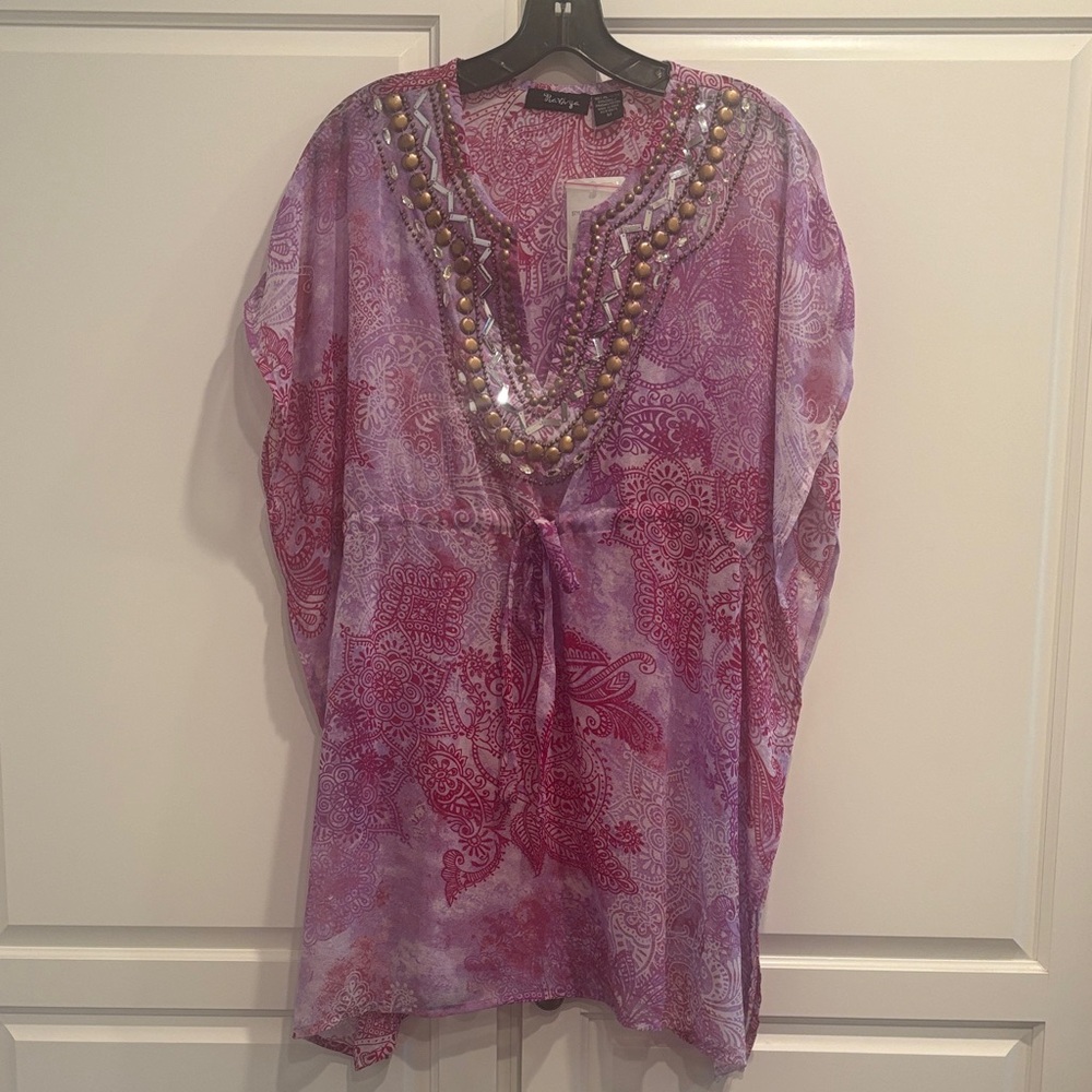 Raviya Purple and Pink Paisley Coverup